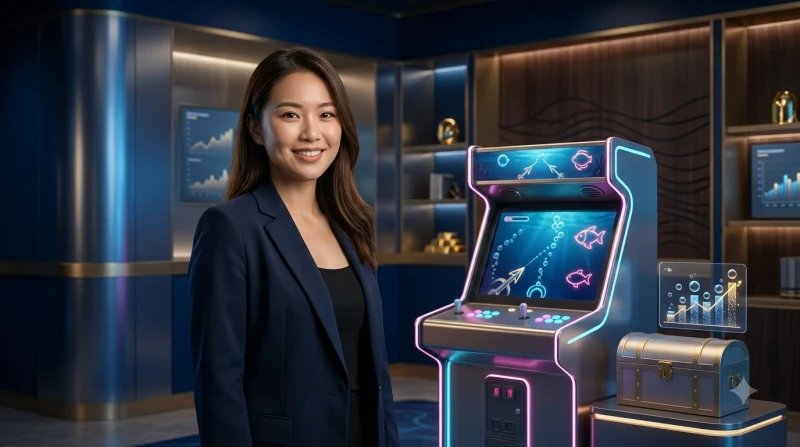 Bảng điều khiển kỹ thuật số phát sáng trên nền đại dương biểu tượng cho cổng game uy tín