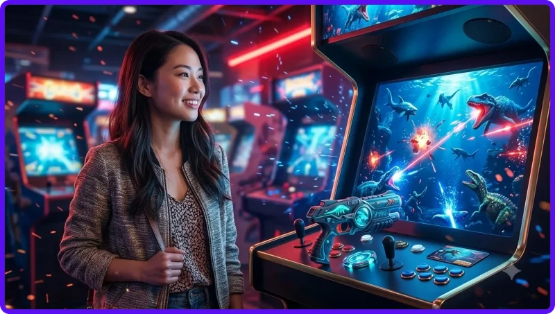 Bối cảnh đại dương nguyên cổ trong game bắn cá khủng long với boss Triceratops