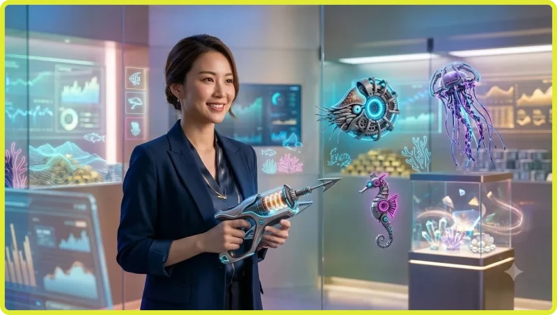 Cá vàng lớn bơi qua rạn san hô phát sáng trong game Bắn Cá Phát Tài