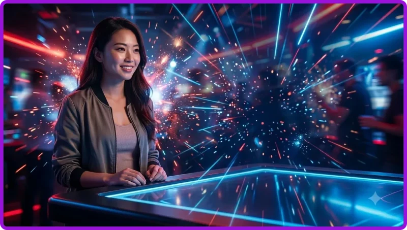 Hai viên xúc xắc phát sáng với hiệu ứng mã MD5 holographic trên bề mặt phản chiếu